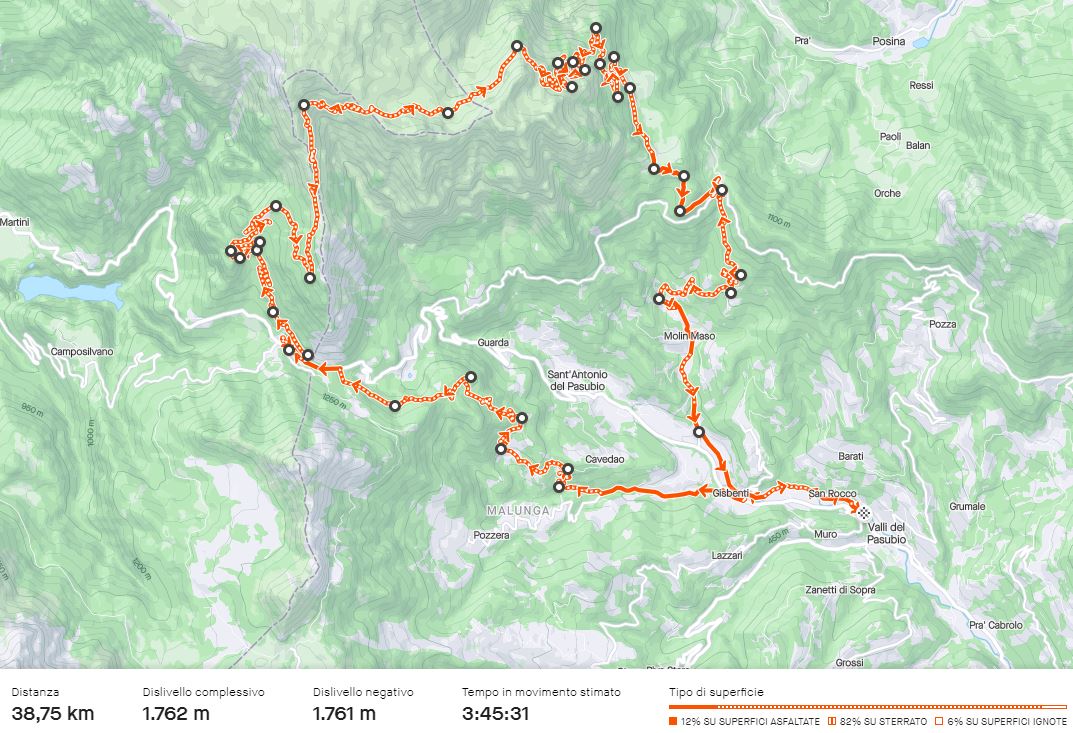 Composizione superficie Pasubio - Strada degli Eroi e degli Scarubbi da Valli del Pasubio