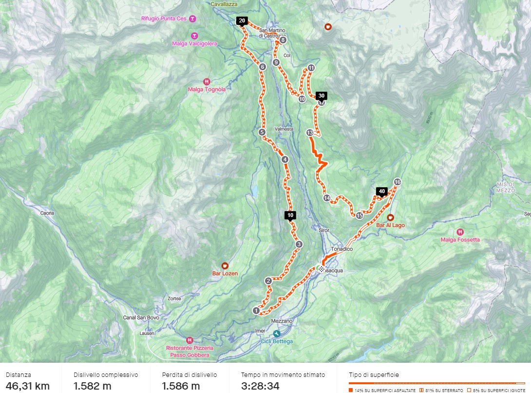 Composizione superficie Val Cismon, Fiera di Primiero (nest.bike)